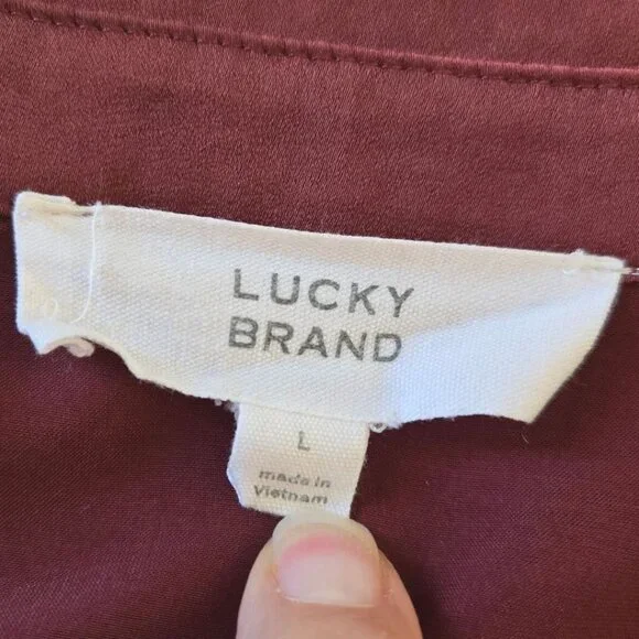 Lucky Brand Womens Long Sleeve Tunic Dress In Burgundy Size Large - Picture 4 of 5